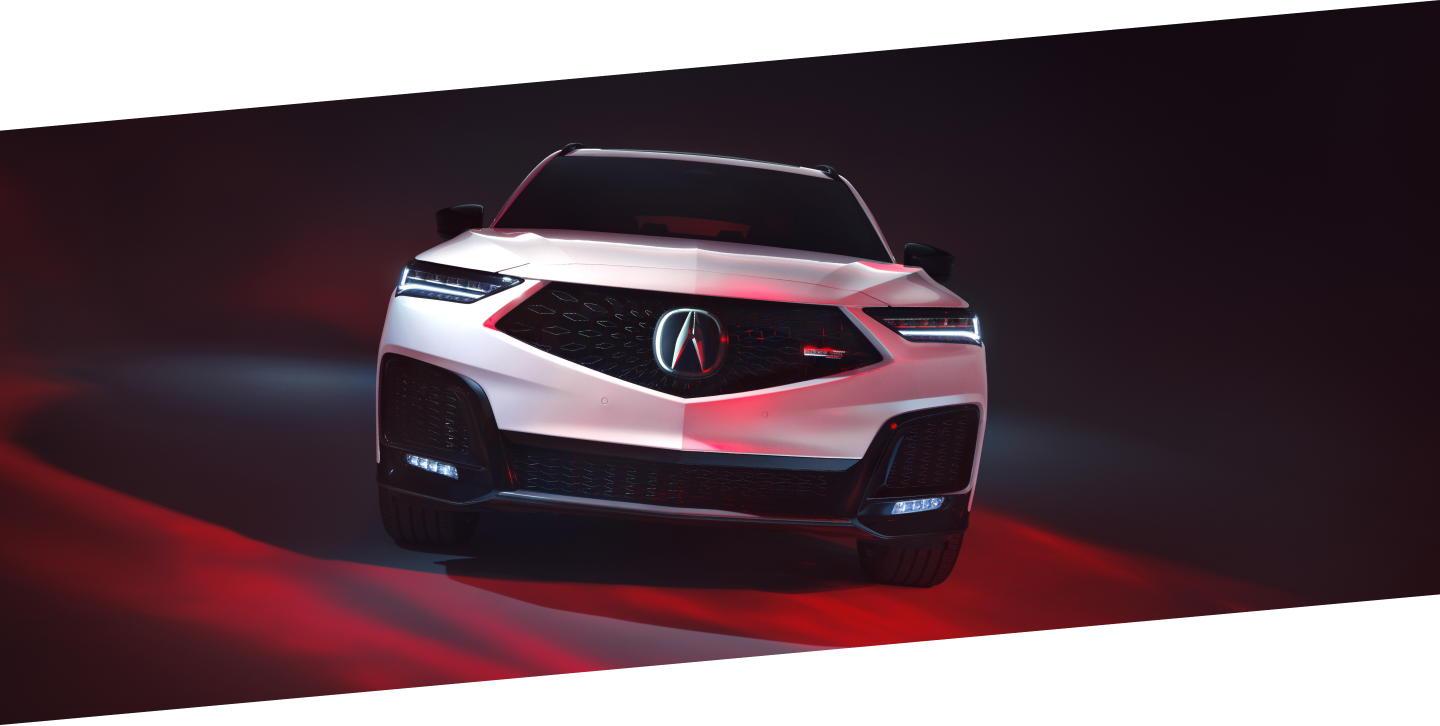 bannière avec une vue frontale d'une Acura MDX 2025